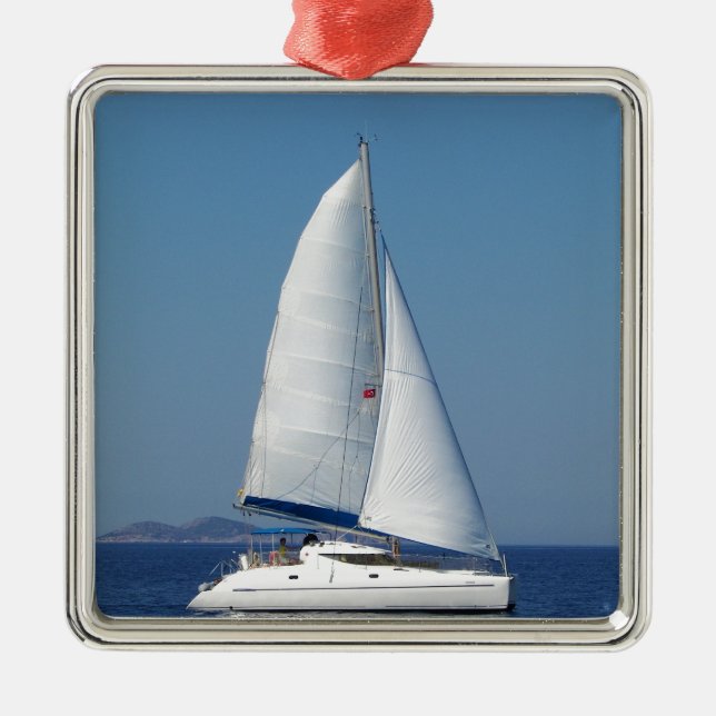 Catamaran Catchup Metal Ornament (Front)