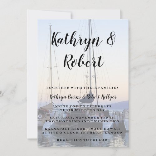 Catamaran In Lahaina Harbor Wedding Invitation