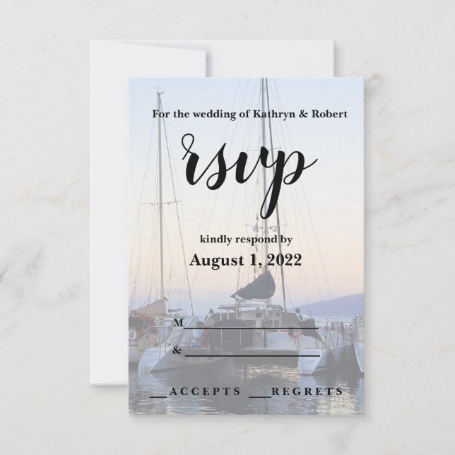 Catamaran in Lahaina Harbor Wedding RSVP (Front)