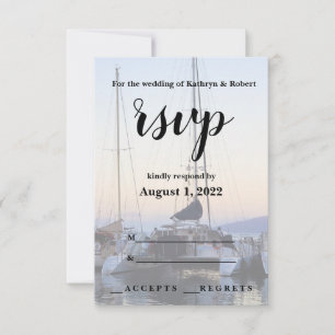 Catamaran in Lahaina Harbor Wedding RSVP Card
