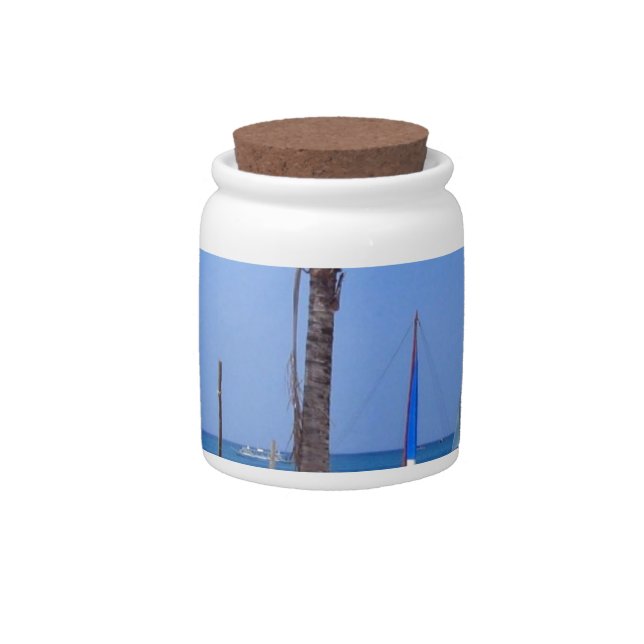 Catamaran on the Beach - Sunny Day Candy Jar (Front)
