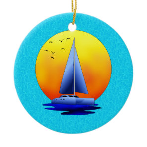 Catamaran Sailing Ceramic Ornament