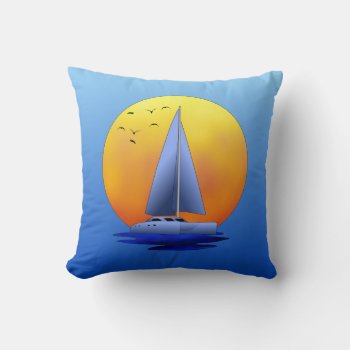 Catamaran Sailing Throw Pillow by packratgraphics at Zazzle