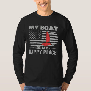 Catamaran Two Hulls Sailing American Flag Catamara T-Shirt