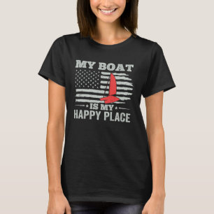 Catamaran Two Hulls Sailing American Flag Catamara T-Shirt