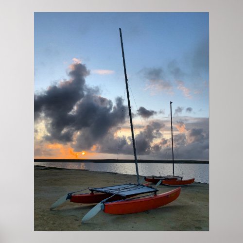 Catamarans at Sunset Poster