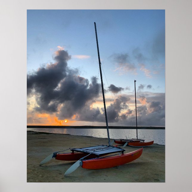 Catamarans at Sunset Poster (Front)