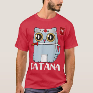Catana Cat with Katana Cute Japanese Samurai Cat O T-Shirt