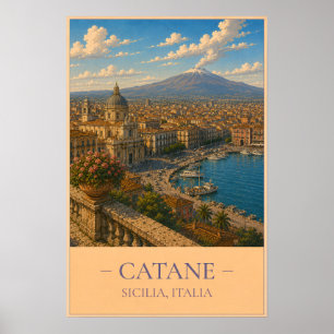 Catane, Italy – Vintage Travel Poster