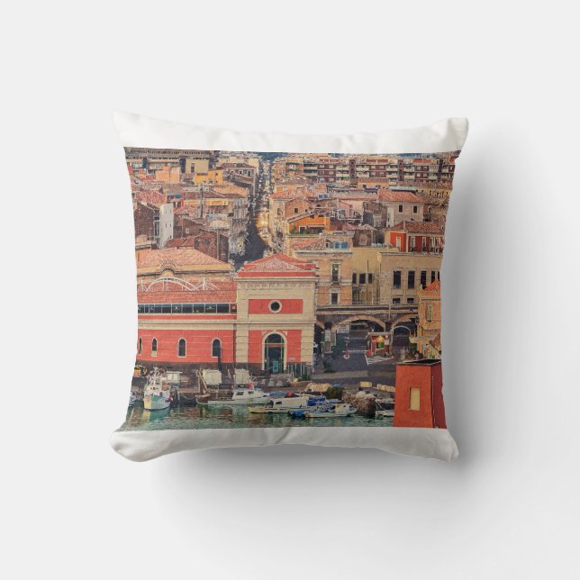 Catania City Marina Sicily Italy Throw Pillow (Front)