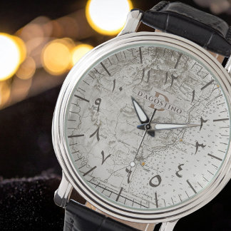 Catania Sicily 1872 Admiralty Map Black Leather Watch
