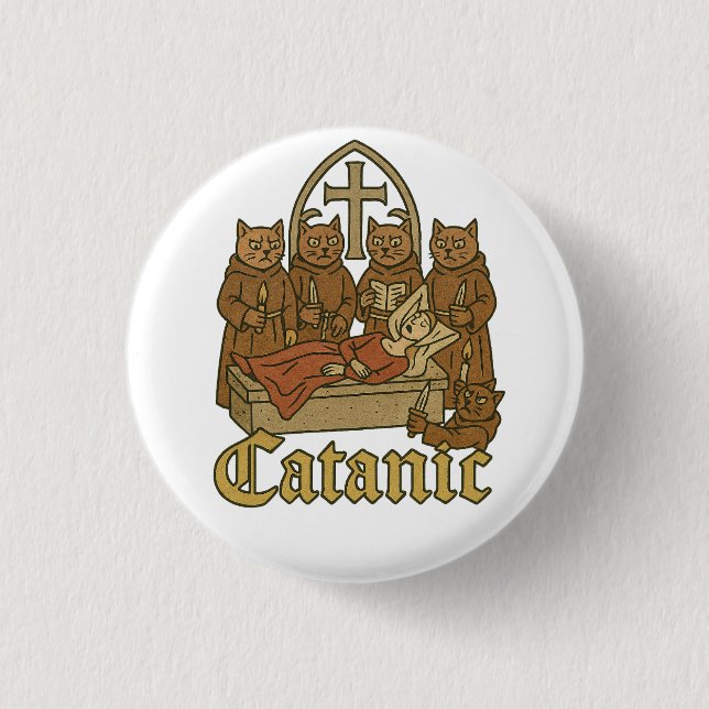 Catanic – Medieval Cat Cult Meme Button (Front)
