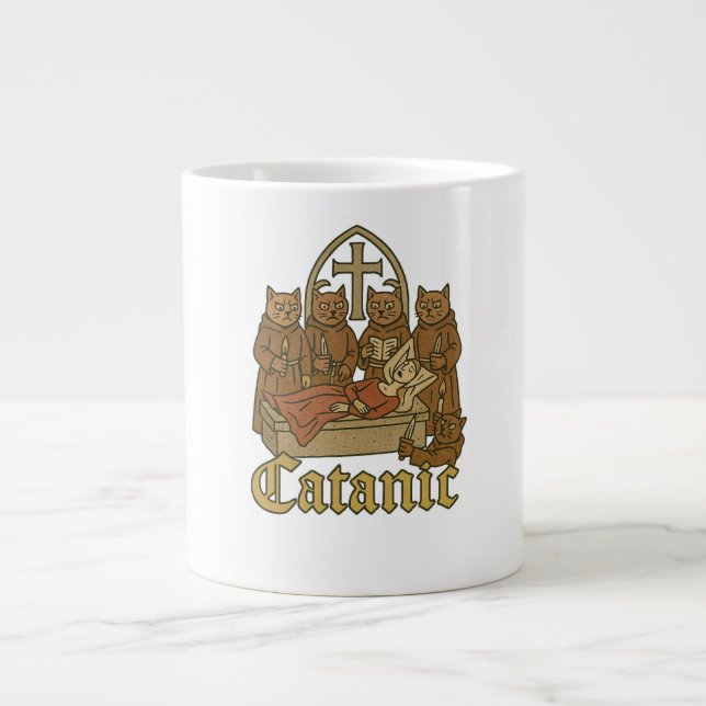 Catanic – Medieval Cat Cult Meme Giant Coffee Mug (Front)