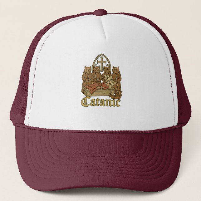 Catanic – Medieval Cat Cult Meme Trucker Hat (Front)
