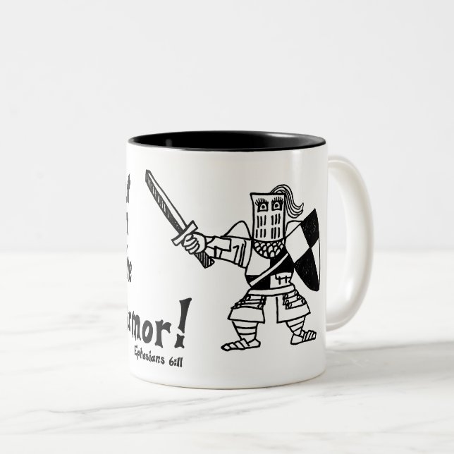 Catapult Carnage Ephesians 6:11 Lady Knight Mug (Front Right)