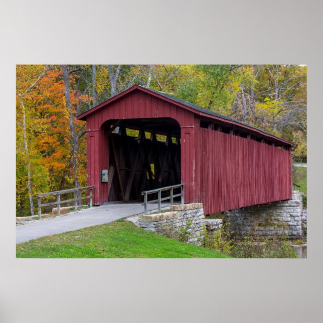 Cataract Covered Bridge over Mill Creek Poster (Front)