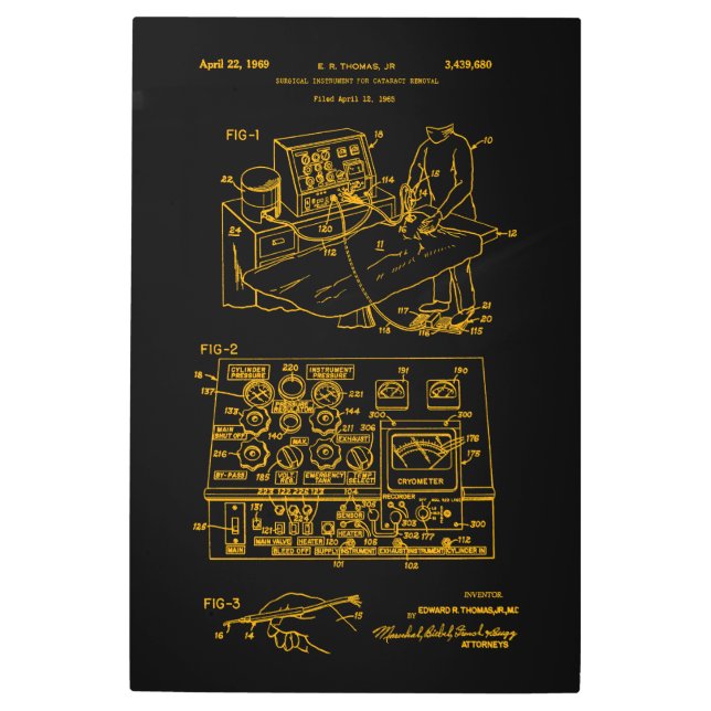 Cataract Removal Surgical Instrument Patent 1965 Metal Print (Front)