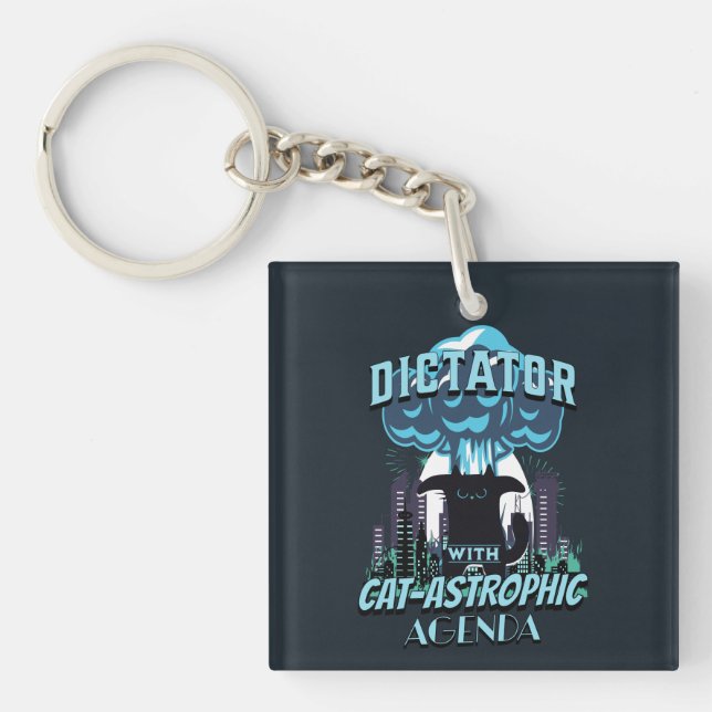 Catastrophic Funny Cat Design Keychain (Front)