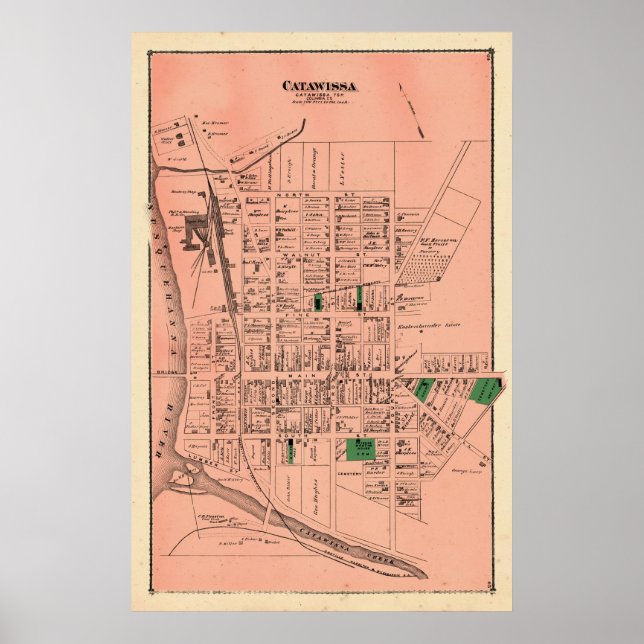 Catawissa 1876 Beers Atlas Poster (Front)