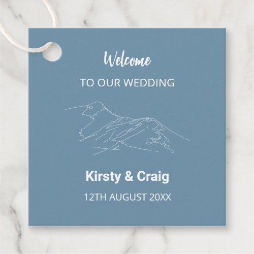 Catbells Dusty Blue Wedding Favor Tags