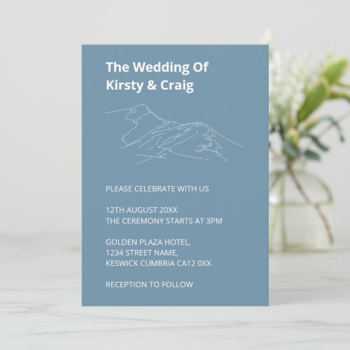 Catbells Dusty Blue Wedding Invitation