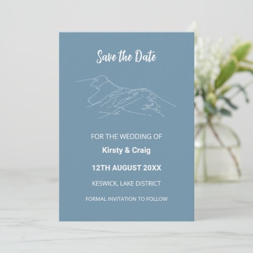 Catbells Dusty Blue Wedding Save the Date