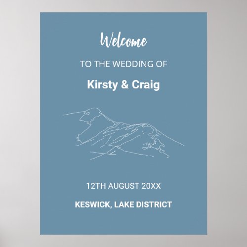 Catbells Dusty Blue Wedding Welcome Poster