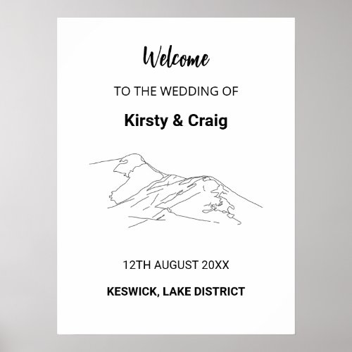 Catbells Lake District Wedding Welcome Poster