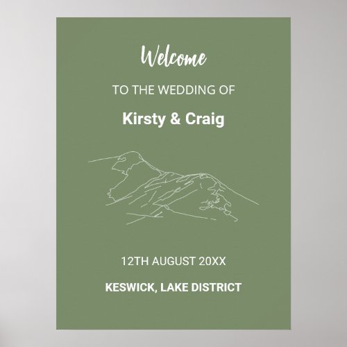 Catbells Sage Green Wedding Welcome Poster