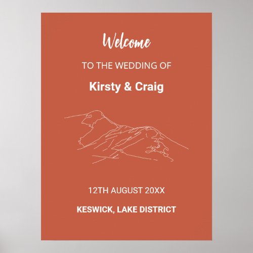 Catbells Terracotta Wedding Welcome Poster