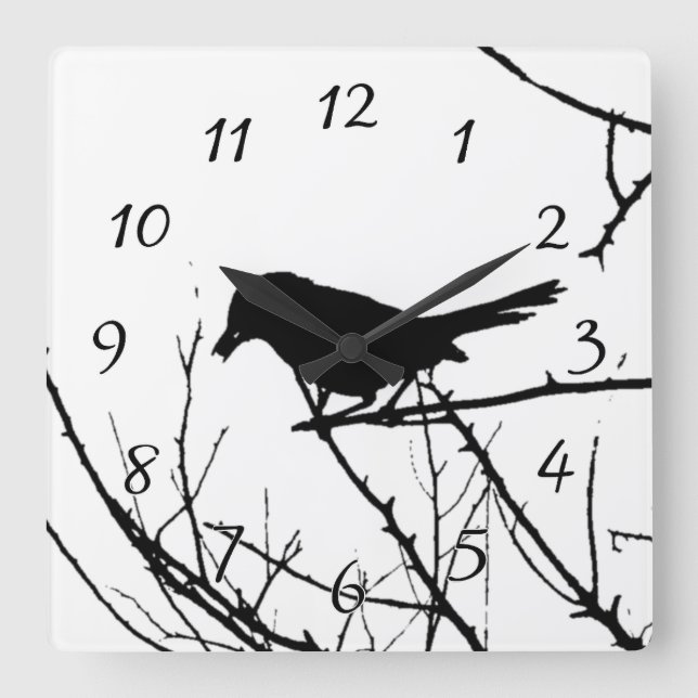 Catbird Silhouette Love Bird Watching Square Wall Clock (Front)