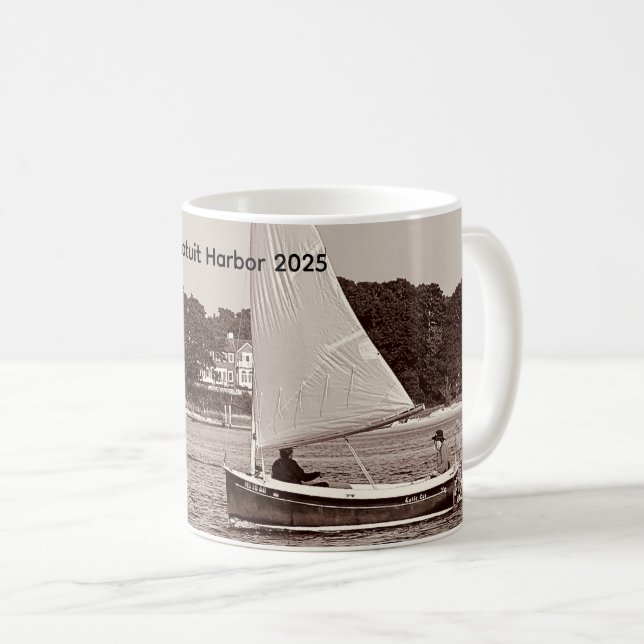 Catboat Summer Sail, Cotuit Harbor 2025 Coffee Mug (Front Right)