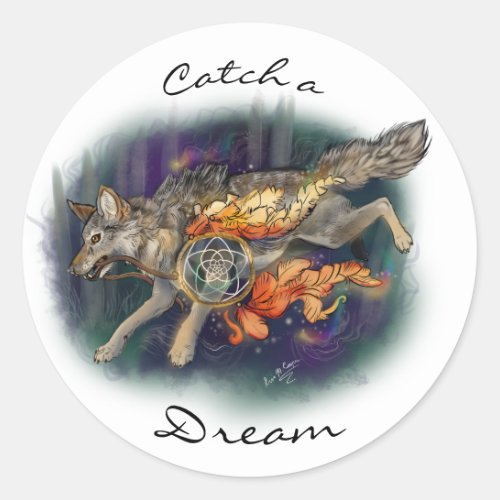 Catch a Dream Dreamcatcher Wolf Stickers