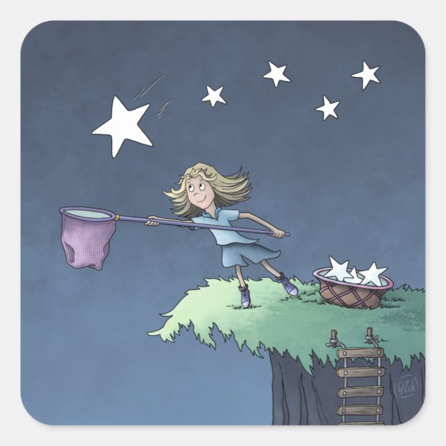Catch a Falling Star - Collecting Wishes  Square S Sticker (Front)