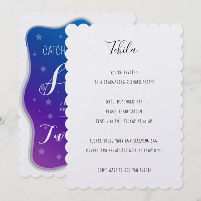 Catch a Falling Star Invitation (Front/Back)