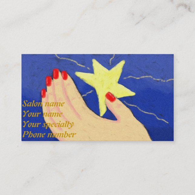Catch a Falling Star Nail Tech Business Card (Front)