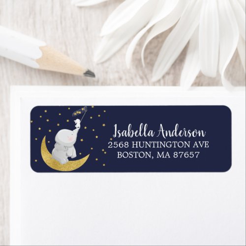 Catch A Star Bunny Elephant Baby Shower Address Label