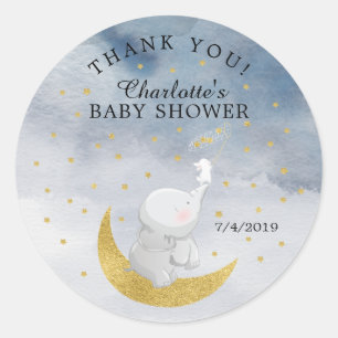 Catch A Star Bunny Elephant Baby Shower Thank You Classic Round Sticker