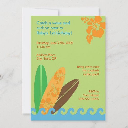 Catch a Wave Birthday or Baby Shower Invitation