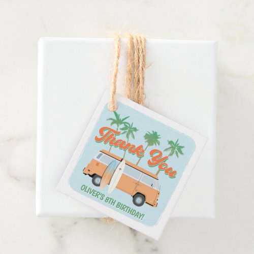 Catch a Wave Surfs Up Birthday Thank You Favor Tags