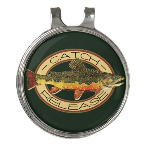 Catch and Release Brook Trout Fishing Golf Hat Clip