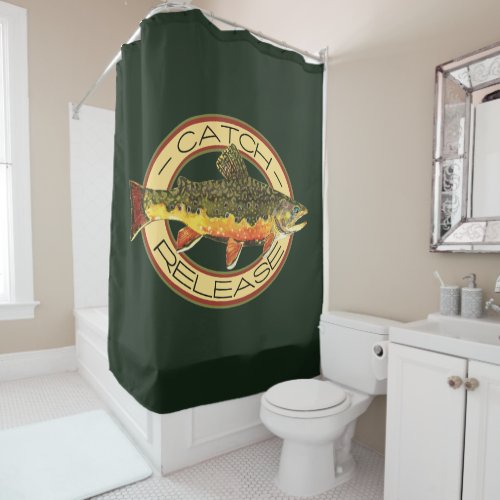 Catch and Release Brook Trout Fishing Shower Curtain