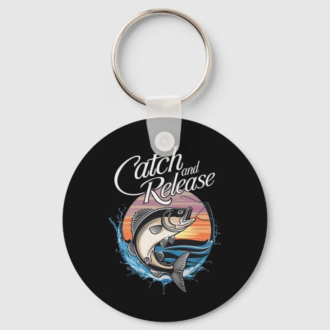 Catch And Release Fish Sunset Fishing  Keychain (Front)