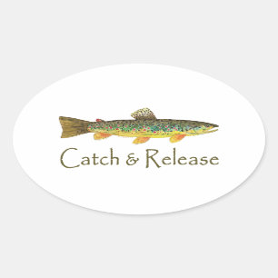 Catch and Release Fishing Oval Sticker