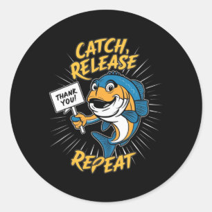 Catch And Release Funny Fishing Classic Round Sticker