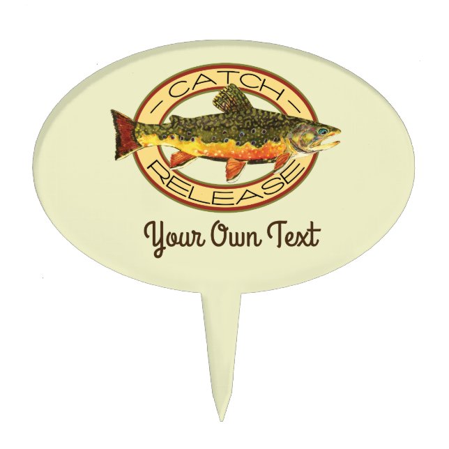 Catch and Release Trout Fishing Cake Topper (Front)