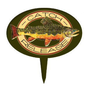Catch and Release Trout Fishing Cake Topper