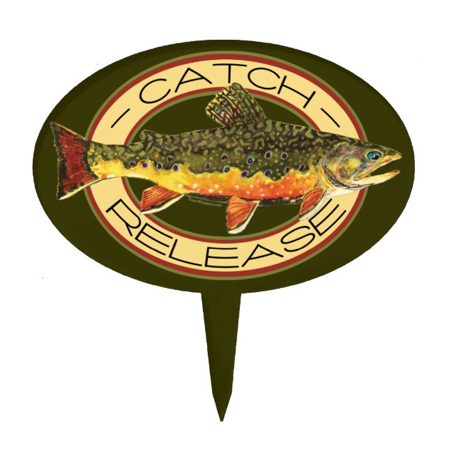 Catch and Release Trout Fishing Cake Topper (Front)