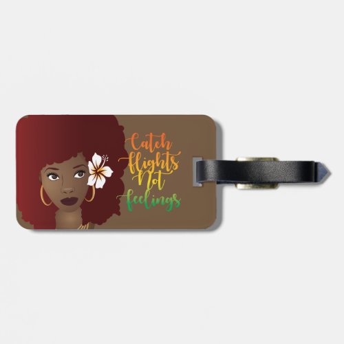 Catch Flight Not Feelings Red Afro Luggage Tag