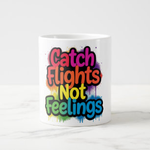 Catch Flights Not Feelings Funny Travel Quote Gift Giant Coffee Mug